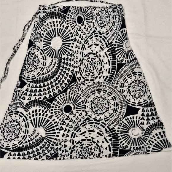 Knee length black and white geometric design skirt by Marks and Spencer